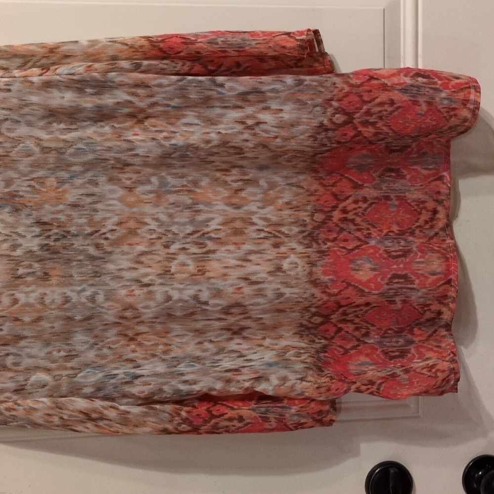 Chicos Tunic: Sheer, Abstract Print Embellished With Beads & Rhinestones, V-Neck - Picture 10 of 16
